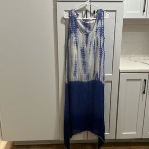 Soft Surroundings Women's Make A Splash Blue White Tie-dye Sleeveless Maxi Dress